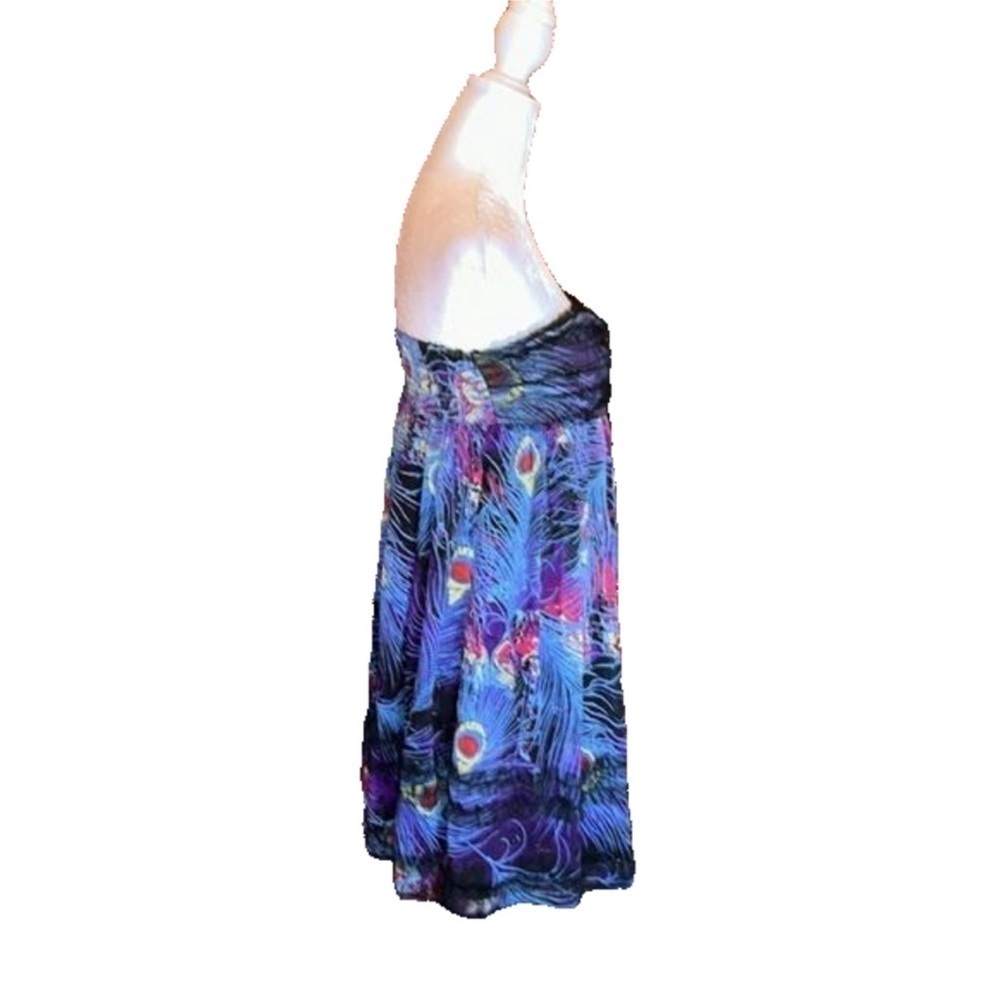 STEVE MADDEN Vibrant Peacock Print Strapless Dress Size M - Picture 4 of 7